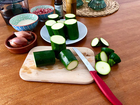 Geschnittene Zuccini